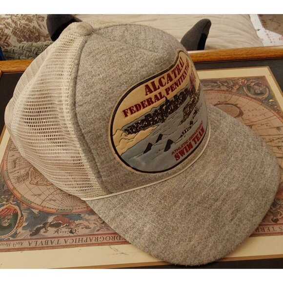 Alcatraz Federal Penitentiary Swim Team Trucker Hat Gray & Beige Mesh Adjustable - Picture 3 of 6